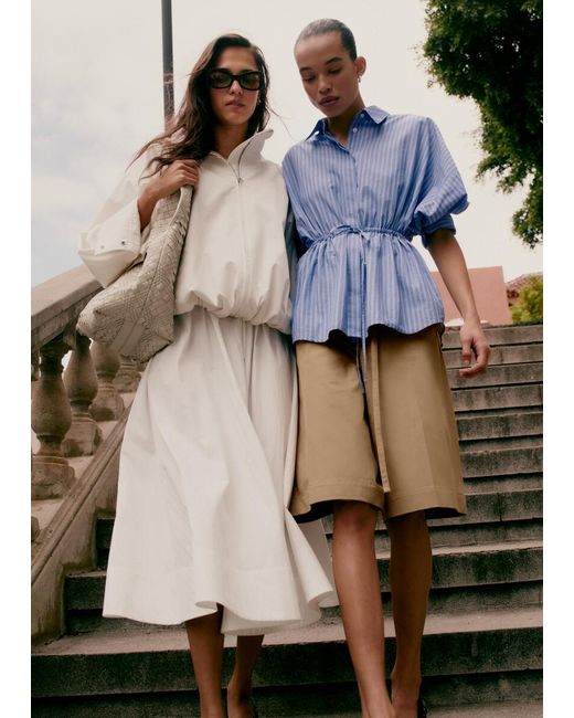 & Other Stories Natural Tailored Knee-Length Shorts