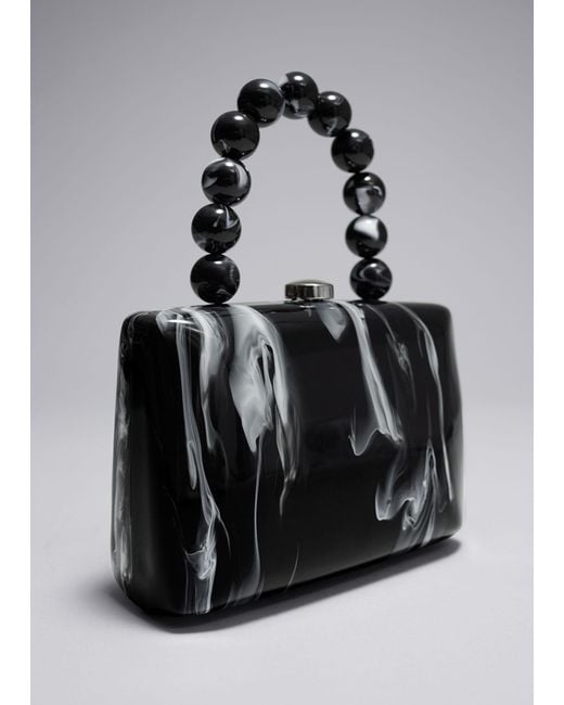 & Other Stories Gray Marbled Clutch