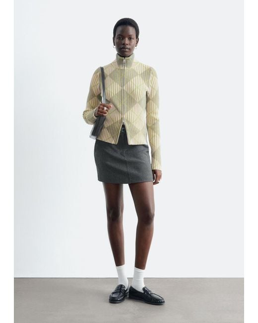 & Other Stories Natural Wool-Cotton Zip Cardigan