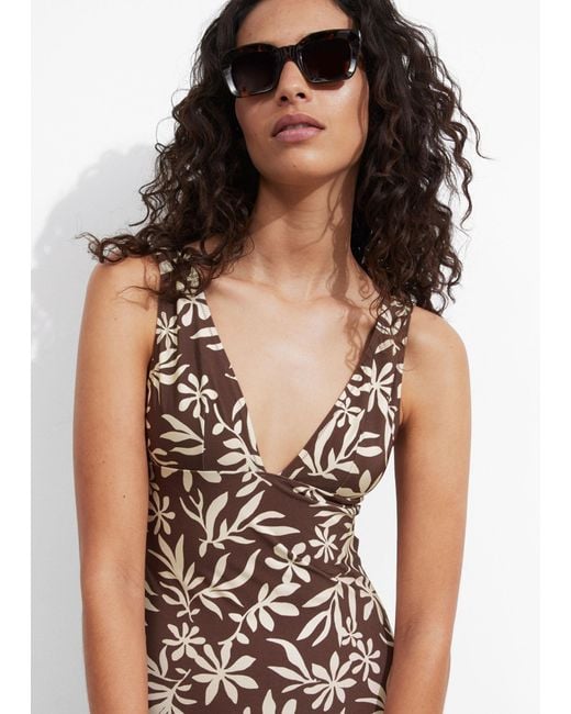 & Other Stories Brown Printed Swimsuit