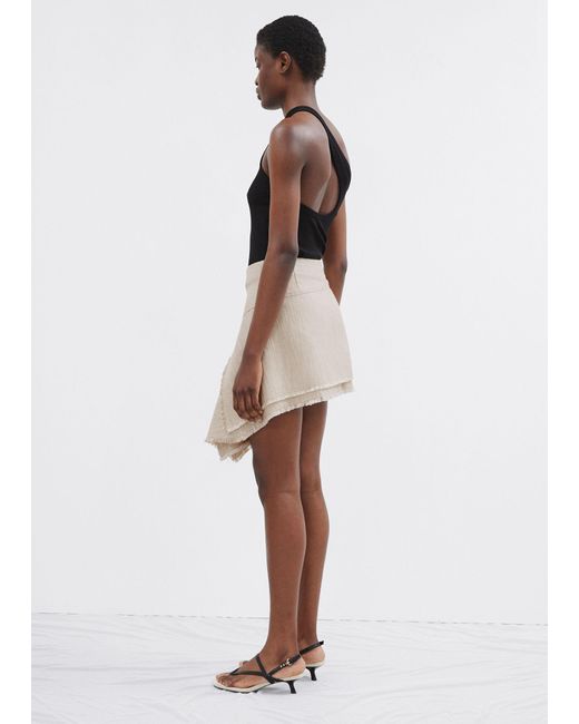 & Other Stories Natural Layered Asymmetric Mini Skirt