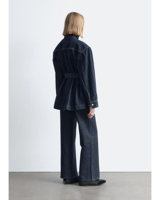 & Other Stories Blue Tie-Belt Denim Jacket