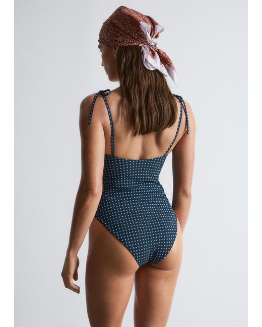 & Other Stories Blue Tie-Strap Swimsuit