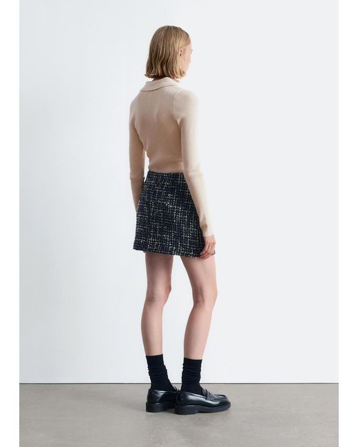& Other Stories White Structured Wool-Blend Mini Skirt