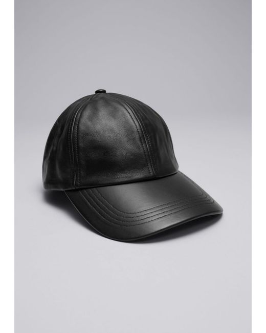 & Other Stories Black Leather Baseball Cap