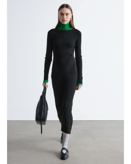 & Other Stories White Rib-Knitted Long Dress