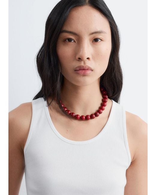 & Other Stories White Ribbed Cotton Tank Top
