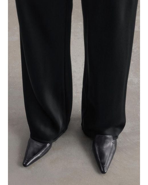 & Other Stories Black Drawstring Satin Trousers