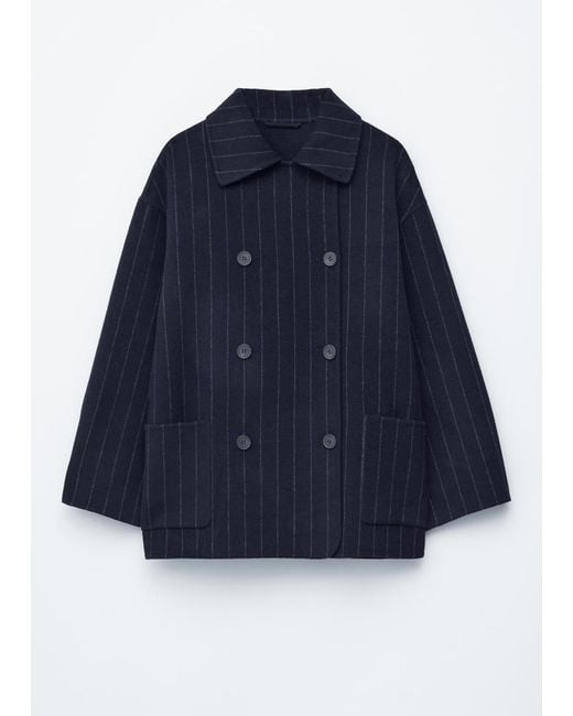 & Other Stories Blue Cocoon-Shaped Wool Jacket