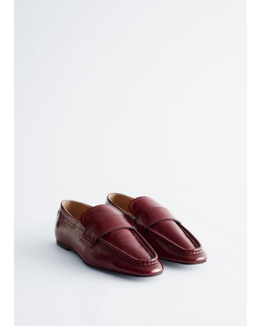 & Other Stories Blue Square-Toe Leather Loafers