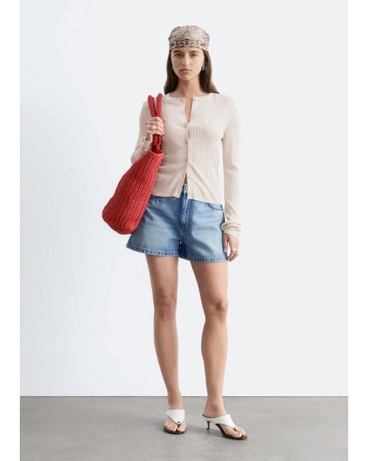 & Other Stories White Rib-Knit Cardigan