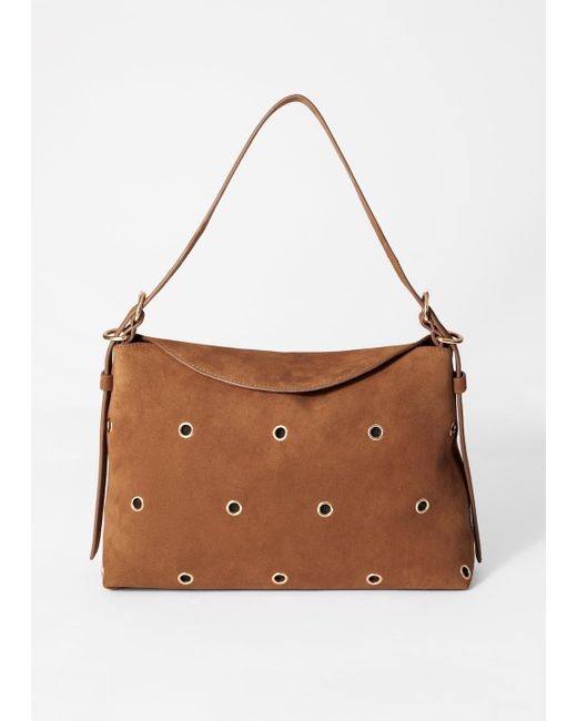 & Other Stories Brown Eyelet-Embellished Suede Bag