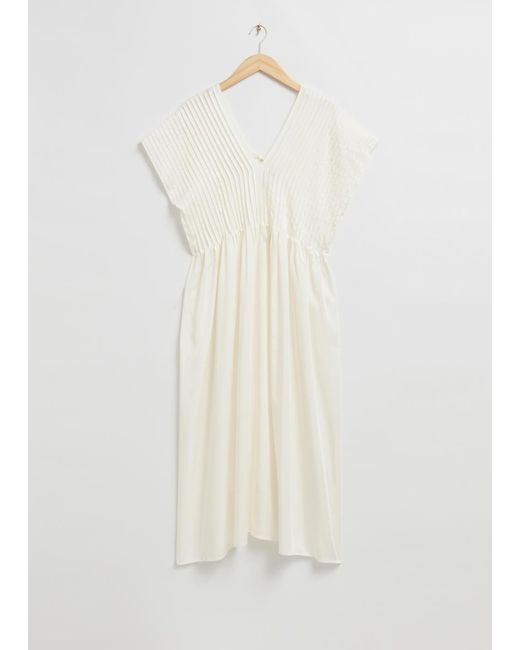 Other Stories Pleated Midi Dress In White Lyst Other Stories Pleated Midi Dress In White Lyst