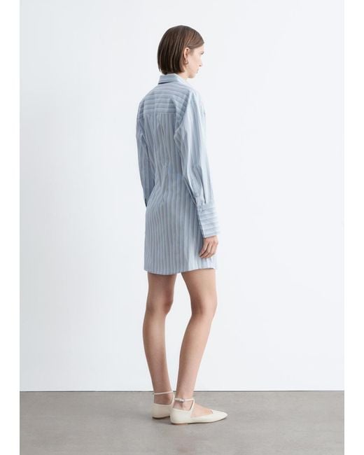 & Other Stories Blue Wrap Shirt Mini Dress