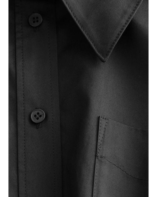 & Other Stories Black Cropped Drawstring Shirt