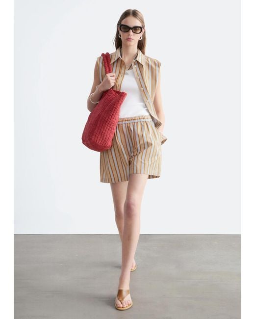 & Other Stories White High-Waist Cotton Shorts