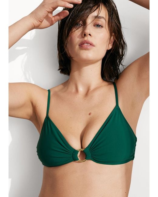 & Other Stories Green Ring-detailed Bikini Top