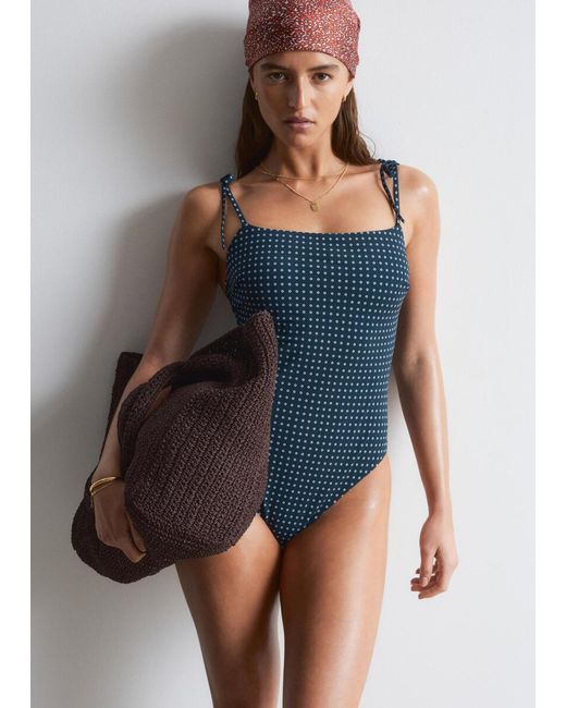 & Other Stories Blue Tie-Strap Swimsuit