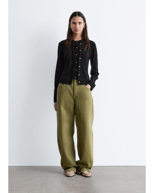 & Other Stories Black Double-Layer Merino Wool Cardigan