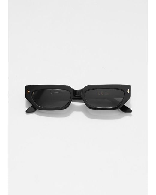 & Other Stories Black Narrow-Frame Acetate Sunglasses
