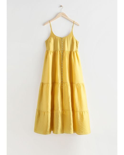 & Other Stories Yellow Strappy Buttoned Maxi Dress
