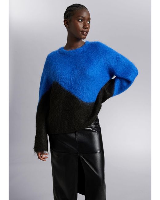 & Other Stories Relaxed Fluffy Mohair Sweater in Blue | Lyst Canada