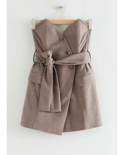 & Other Stories Brown Wrap Corset Mini Dress