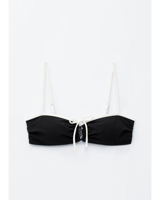 & Other Stories Black Tie-Front Bandeau Bikini Top