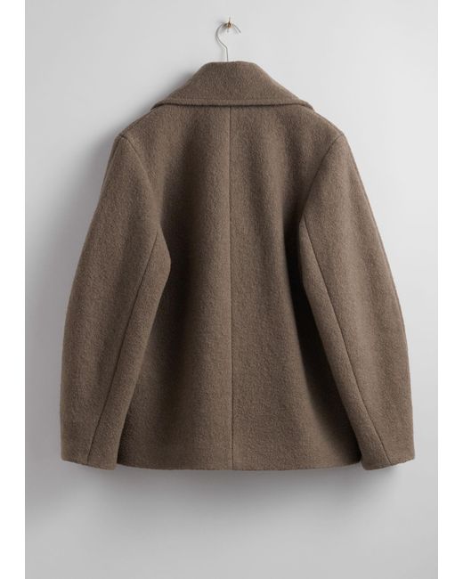 & Other Stories Brown Double-breasted Wool Jacket