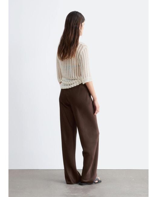 & Other Stories Brown Satin Pull-On Trousers