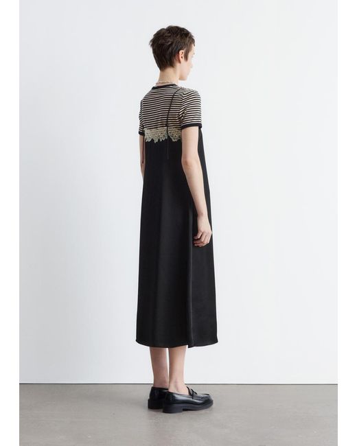 & Other Stories White Satin Slip Midi Dress