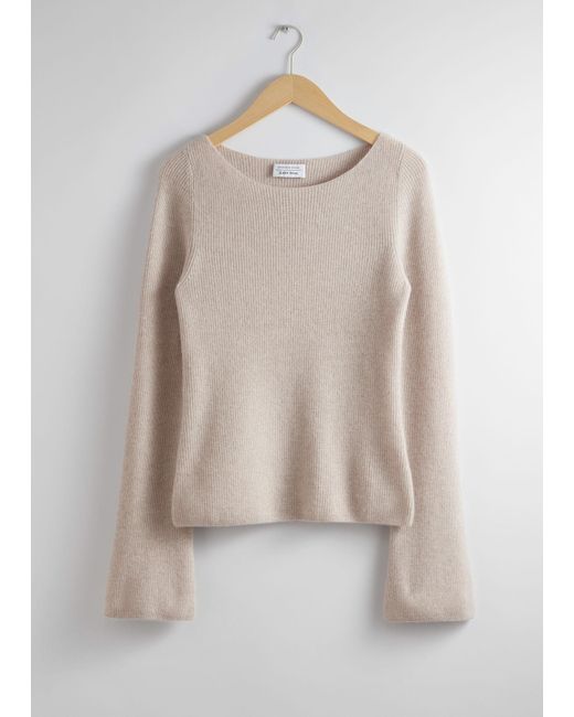 & Other Stories Brown Bell Sleeve Cashmere Jumper