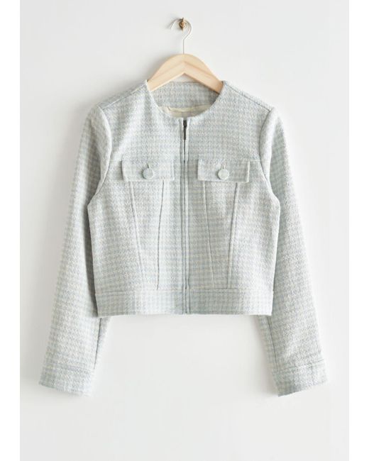 Cropped houndstooth tweed jacket Clearance
