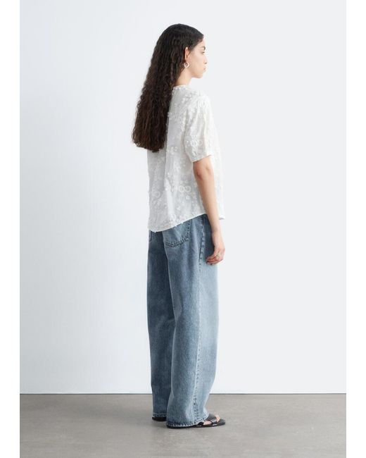 & Other Stories White Oversized Puff-Sleeve Blouse