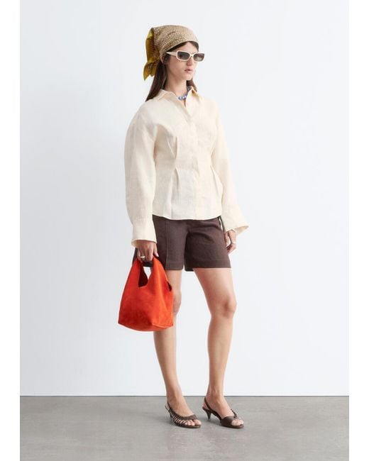 & Other Stories White Pleated-Waist Linen Shirt