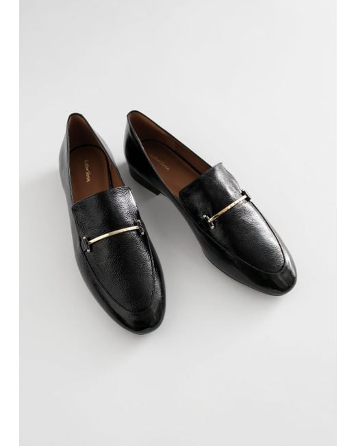 & Other Stories Leather Equestrian Buckle Loafers in Black - Save 21% ...