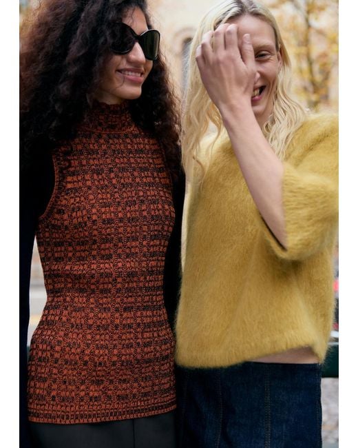 & Other Stories Yellow Mohair-Blend Knitted T-Shirt