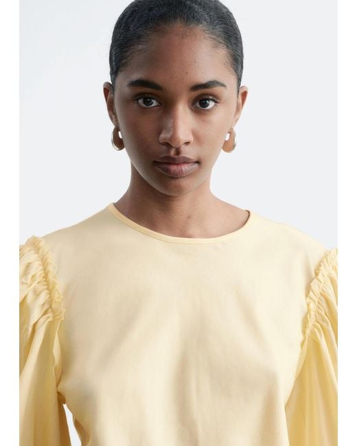 & Other Stories White Balloon-Sleeve Cotton Blouse