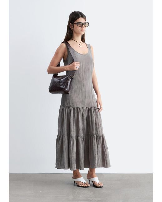 & Other Stories Gray Tiered Maxi Dress