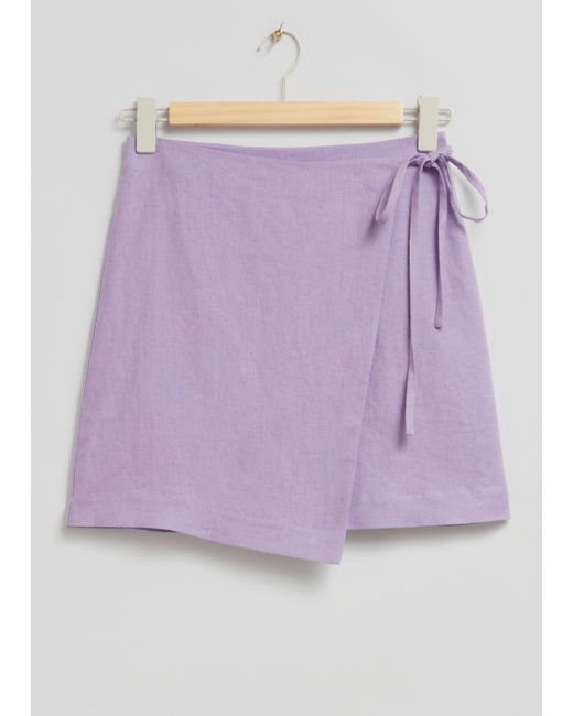 & Other Stories Purple '90s Inspired Linen Wrap Skirt