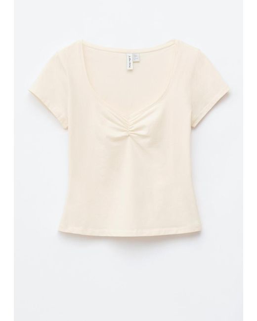 & Other Stories White Ruched Bust Jersey Top