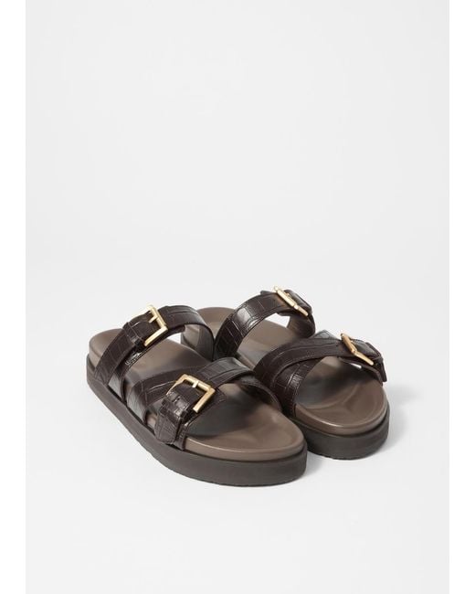 & Other Stories Red Cross-Strap Leather Sandals