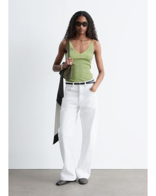 & Other Stories Green Rib-Knit Camisole