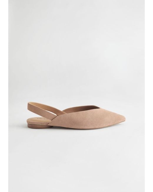 & Other Stories White Pointed Leather Ballerina Flats