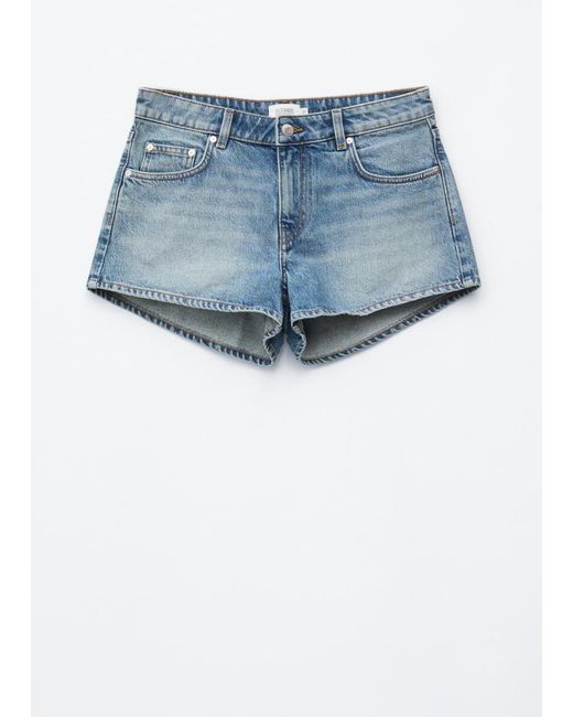 & Other Stories Red Low-Waist Denim Mini Shorts