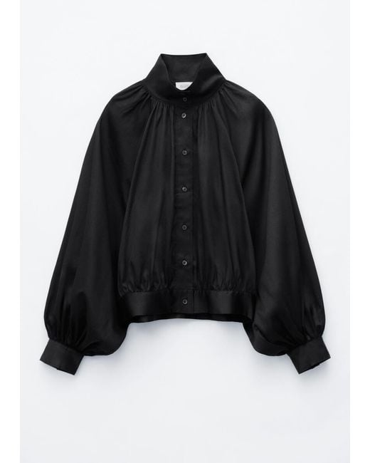 & Other Stories Blue Batwing Sleeve Cotton Blouse