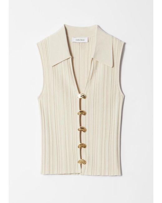 & Other Stories Natural Rib-Knit Collar Tank Top