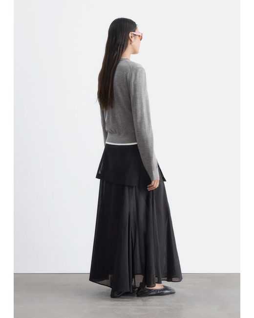 & Other Stories Gray Plain-Knit Wool Cardigan