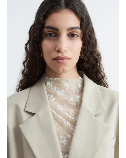 & Other Stories Natural Cropped Oversized Blazer