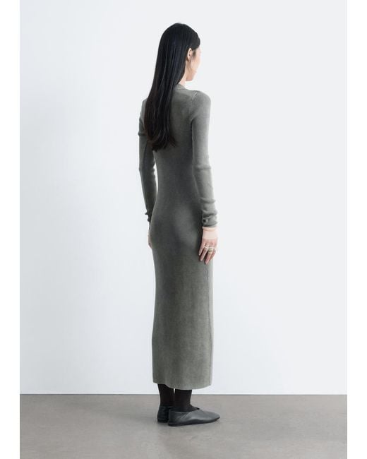 reformation nadia knit dress Nadja Knit Dress - Black Hemp Cotton Rib Organic main image 1